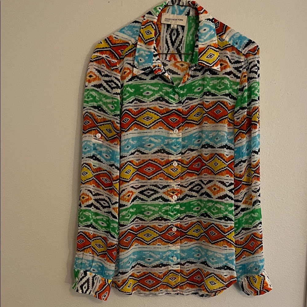 Jones New York Multicolor Geometric Shirt